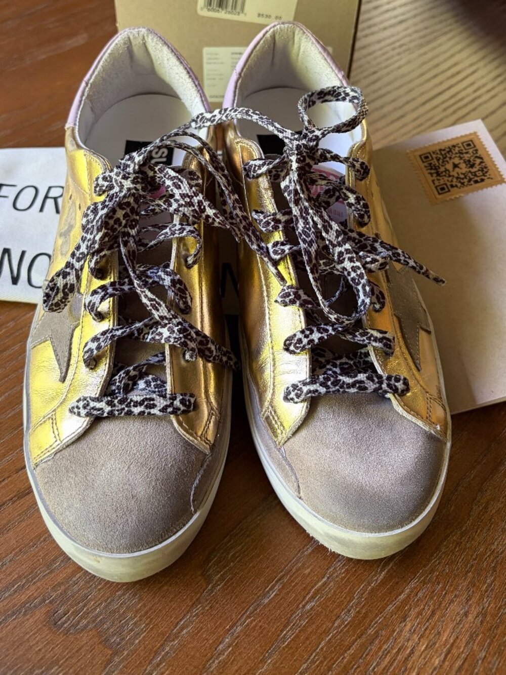 Auth EUC Golden Goose Super Star Gold Laminate Size 36